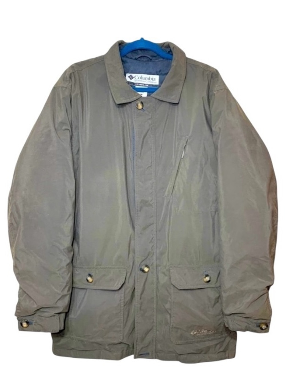 Vintage Columbia Coat Sz L Gray Detachable Lining Oversized Winter Chore Coat